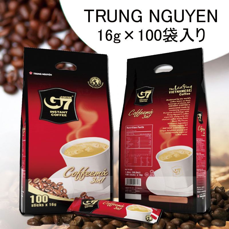 [TRUNG NGUYEN] チュングエン G7 16g×100袋入り インスタント ホット アイス コーヒー 3in1 ベトナムコーヒー