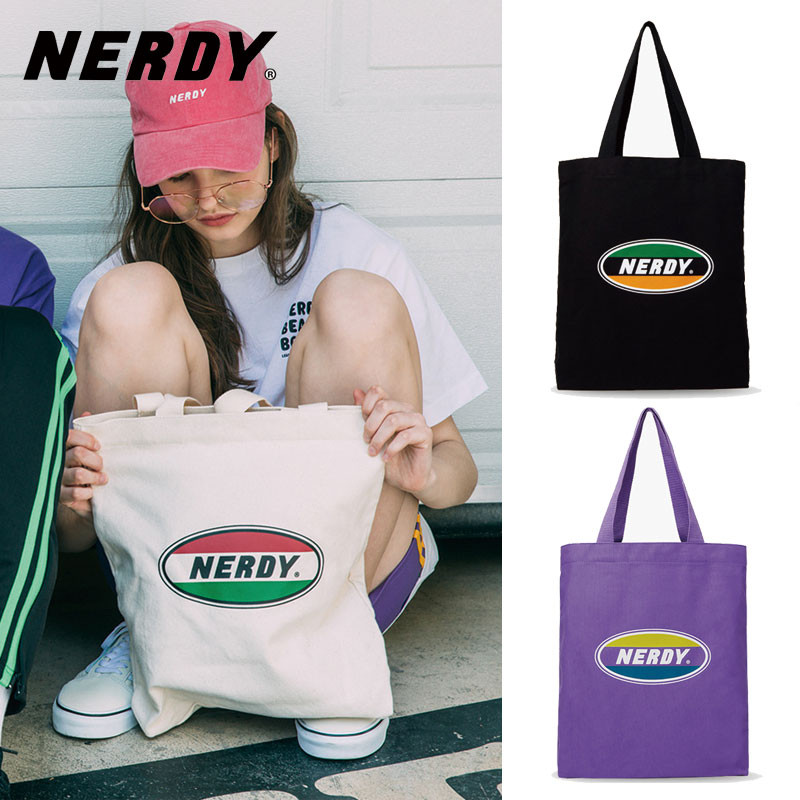 [NERDY] NEW Oval Logo Eco Bag 3色 エコバック/韓国大人気/韓国ファッション/レディース メンズ