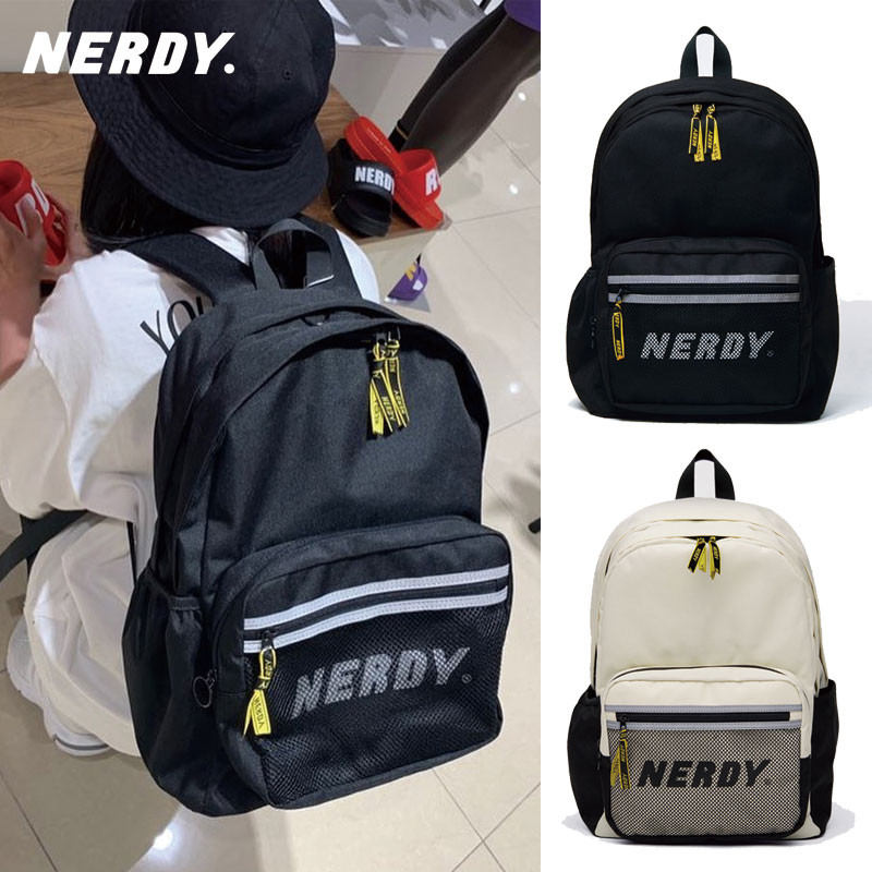 [NERDY] Basic Mesh Backpack クリーム、ブラックバッグリュック /韓国大人気/韓国ファッション/レディース メンズ 学校 学生