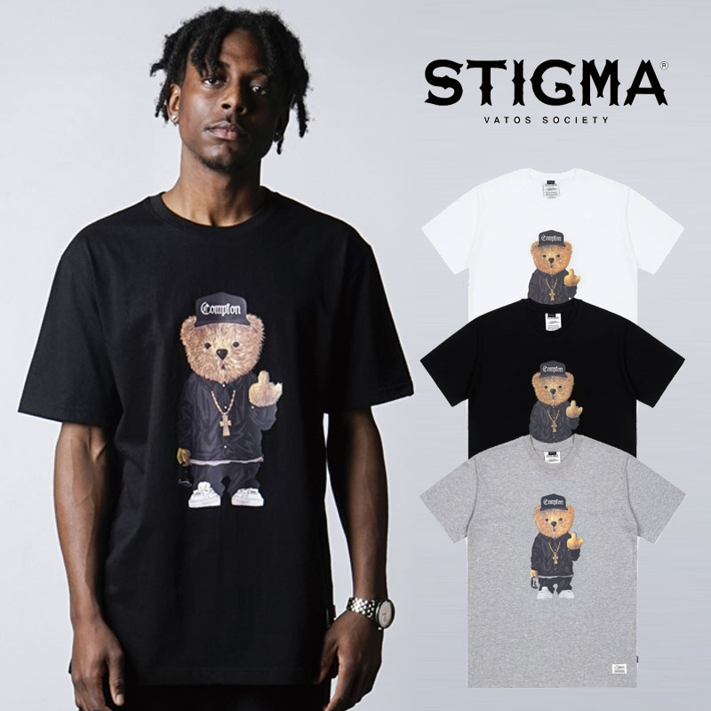 日本未入荷 (スティグマ) STIGMA COMPTON BEAR 半袖 Tシャツ 3カラー/ブラックグレーホワイト