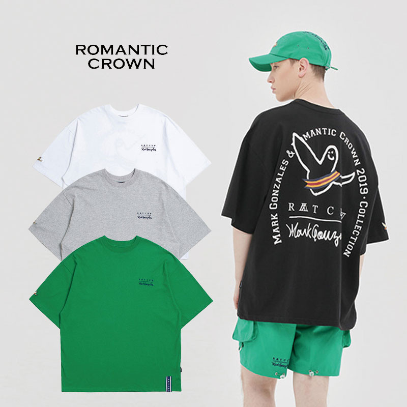 [Romantic Crown] 19S/S WITH Angel T Shirts 半袖 夏Tシャツ ラウンドティー ロマンチッククラウン プリント