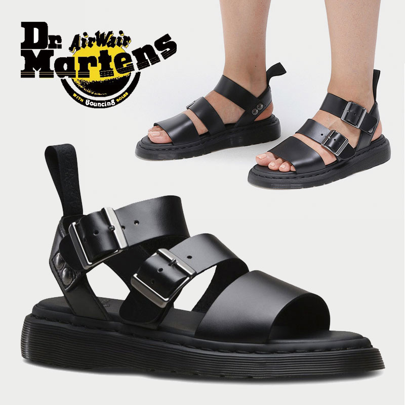 [Dr. Martens] 15695001 グリフォン ブラック サンダル ユニセックス BRANDO STRAP 韓国ファッション ダッド