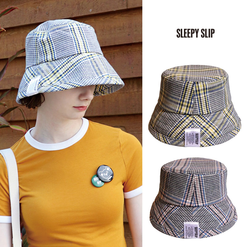 [SLEEPY SLIP] TARTAN CHECK BUCKET HAT チェックハット バケットハット韓国ファッション レディース メンズ ユニセックス