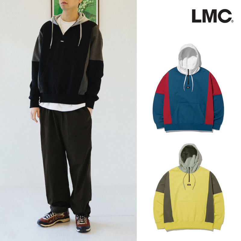 [LMC] QUARTER ZIP-UP OVERSIZED HOODIE 韓国ブランド フード付きTシャツ 長袖 韓国ファッション レディース メンズ ユニセックス