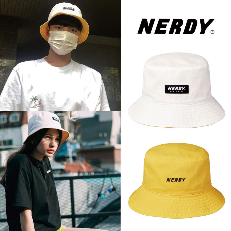 [NERDY] Reversible Bucket Hat バケットハット ホワイト イエロー 韓国ハット 韓国ファッション レディース メンズ ユニセックス 韓国人気