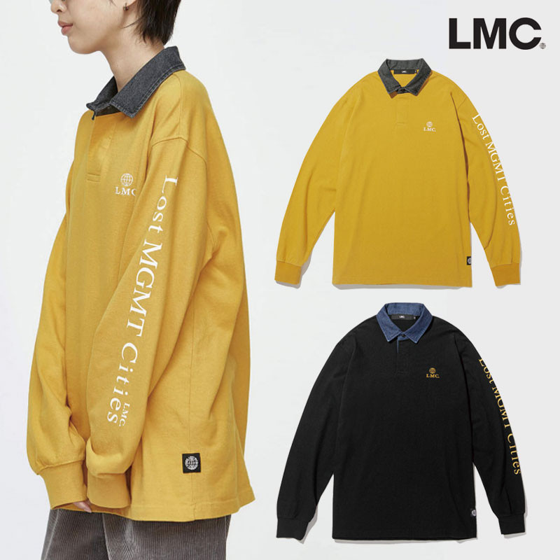 [LMC] DENIM COLLAR RUGBY LONG SLV TEE 韓国ブランド Tシャツ 長袖 韓国ファッション レディース メンズ ユニセックス