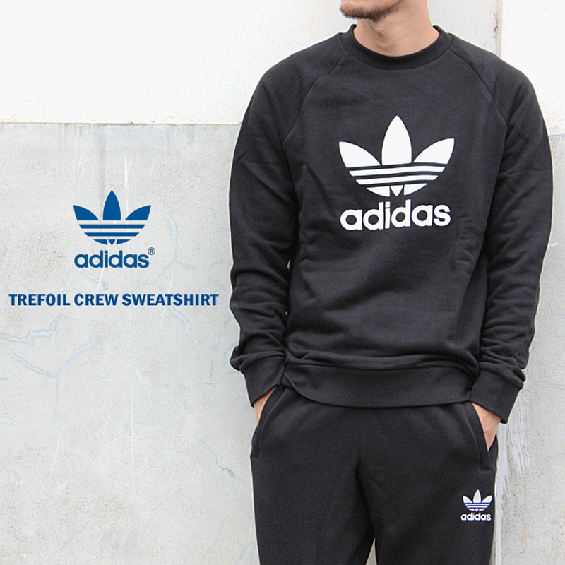 [adidas] ADIDAS ORIGINALS TREFOIL GREW #GLO の男性オリジナル長袖トレーナークローバークルーネックセーター(CW1235)