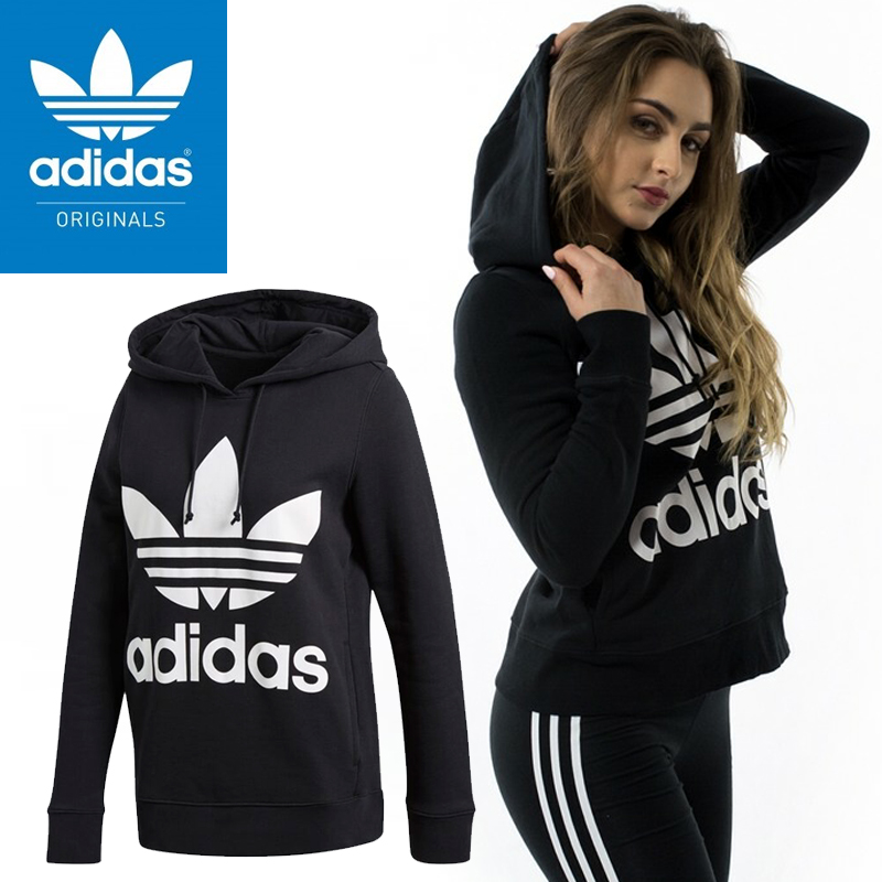 [adidas] ADIDAS ORIGINALS Trefoil Hoodie レディースアディダストレポイルパーカブラックトレーナー CE2408