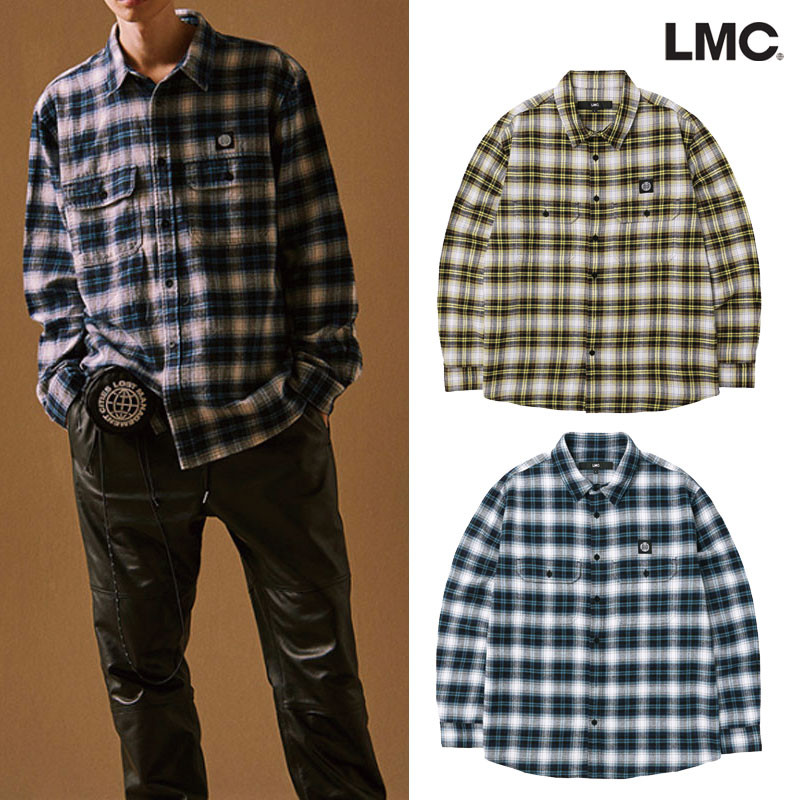 [LMC] B LINE PLAID SHIRT チェックシャツ 韓国ブランド シャツ 長袖 韓国ファッション レディース メンズ ユニセックス 南方 カジュアルシャツ