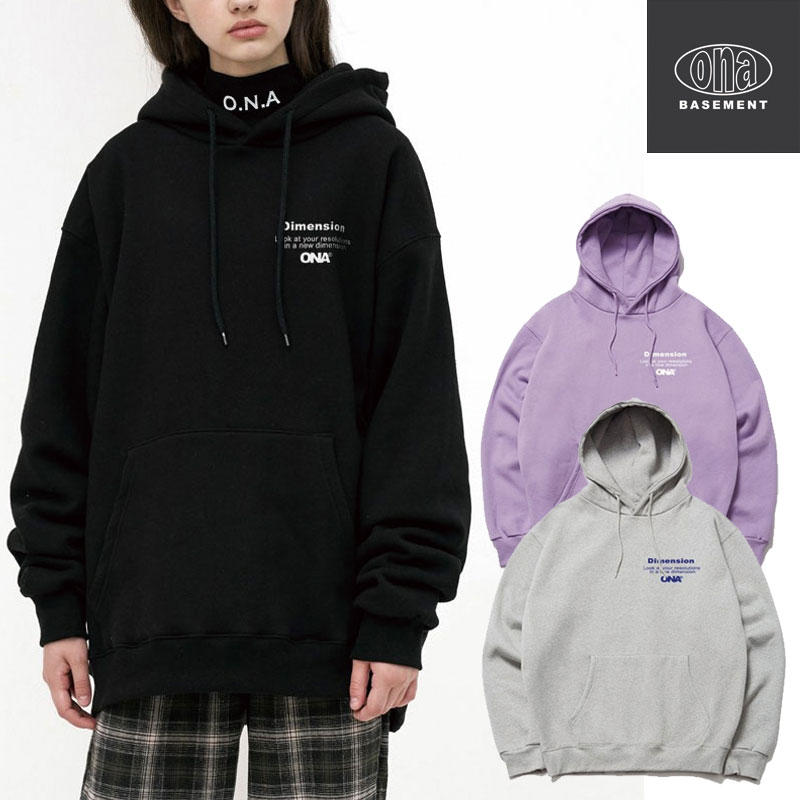 [ONA] 高密度起毛 DIMENSION LETTERIND LINE HOODIE 韓国ブランド パーカー フーディ Tシャツ 長袖 韓国ファッション レディース メンズ ユニセックス