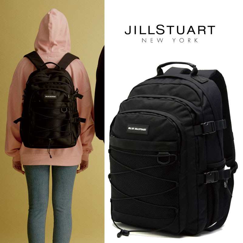 [JILL STUART] JLBA9F730BK メッシュポケットロゴ ブラック バッグ バックパック 大容量 学校 レディース メンズ ユニセックス 韓国 韓国ファッション
