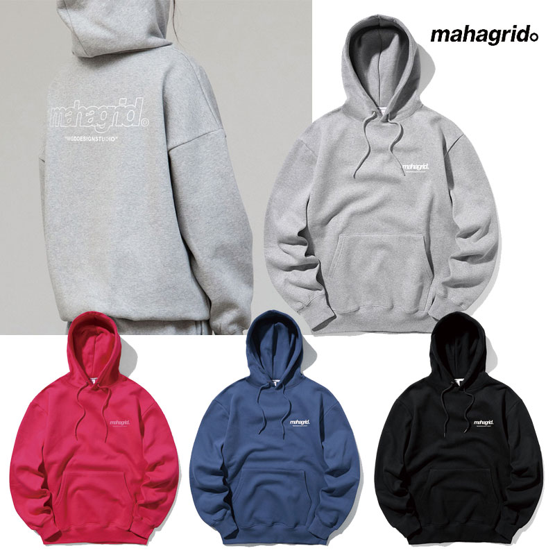 日本未入荷 [MAHAGRID] MG1JFMM412A BACK THIRD LOGO HOODIE ★4色★ シンプル パーカー フーディ Tシャツ 学院風 通勤 裏起毛 韓国 レディース メンズ