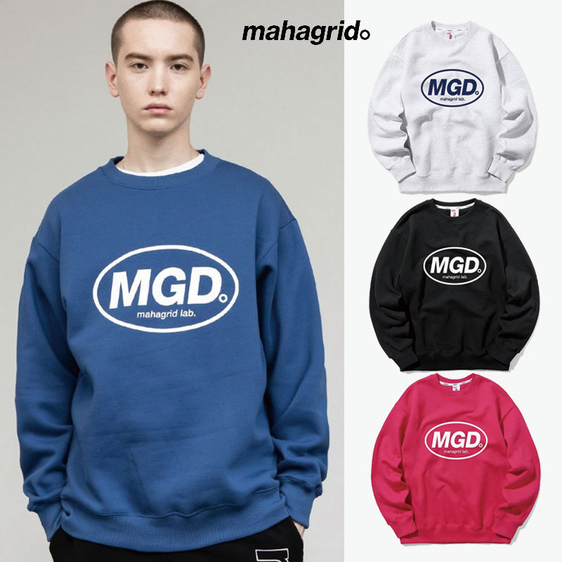 日本未入荷 [MAHAGRID] JFMM470A MGD CREWNECK スウェットシャツ 裏起毛 長袖 シンプル Tシャツ レディース メンズ 韓国ファッション