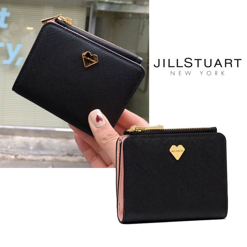 [JILLSTUART] JAWA9F950BK ジルスチュアート ハート飾り レザー ピンク 内皮 トップファスナー 長財布 可愛い ミニ 財布 本革 韓国ファッション がま口