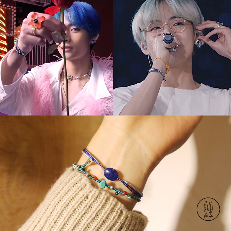 [ccnmade]💜人気💜 BTS V 着用ブレスレット Gemstone Trinity/ stone bridgeハンドメイドTEAHYUNG糸ブレスレット