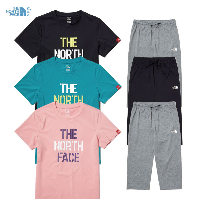 [THE NORTH FACE KIDS] NT7UL16 SUN FREE COLOR LOGO LOUNGE SET キッズ パンツ トレーニング ジャージ 上下セット 半袖 女の子 男の子 春服