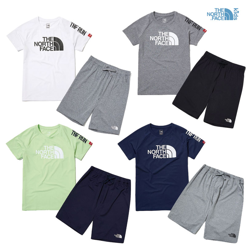 [THE NORTH FACE KIDS] NT7UL15 SUN FREE BIG LOGO LOUNGE SET キッズ パンツ トレーニング ジャージ 上下セット 半袖 女の子 男の子 春服