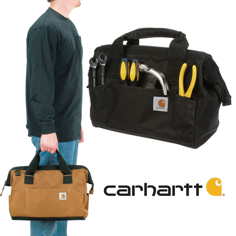 [CARHARTT] 160101 SERIES MEDIUM TOOLBAG カーハート ブラック 工具 バッグ 大きめ トートバッグ 大容量 A4 レディース メンズ 韓国ファッション