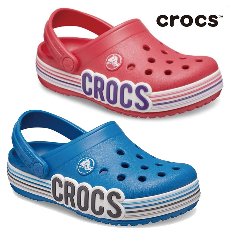 [CROCS] 206345 Logo stripe Clog クロックス キッズ 夏 サンダル ビーチサンダル スリッパ 女の子 男の子 韓国ファッション