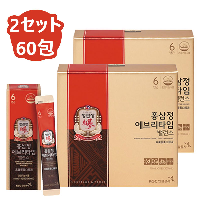 [正官庄] 紅参精エブリタイムバランス (10ml30包)x2/正官庄 /高麗人参茶/韓国/6年根高麗人参/everytime/免疫/ギフト/