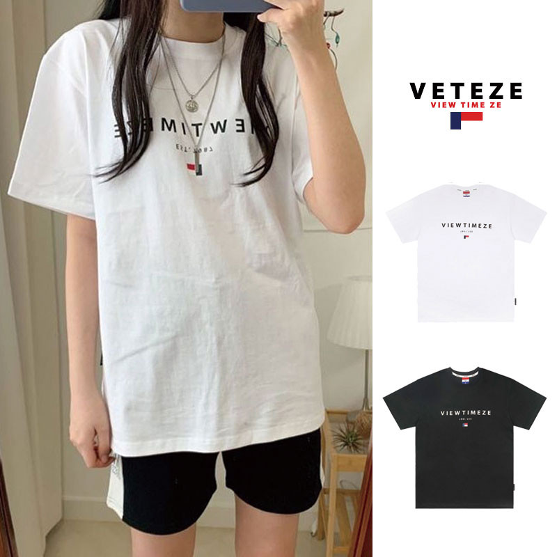 [VETEZE] Heritage Half T-Shirts ベテゼ 夏 半袖ラウンドティー 韓国ファッション 半袖tシャツ レディース メンズ