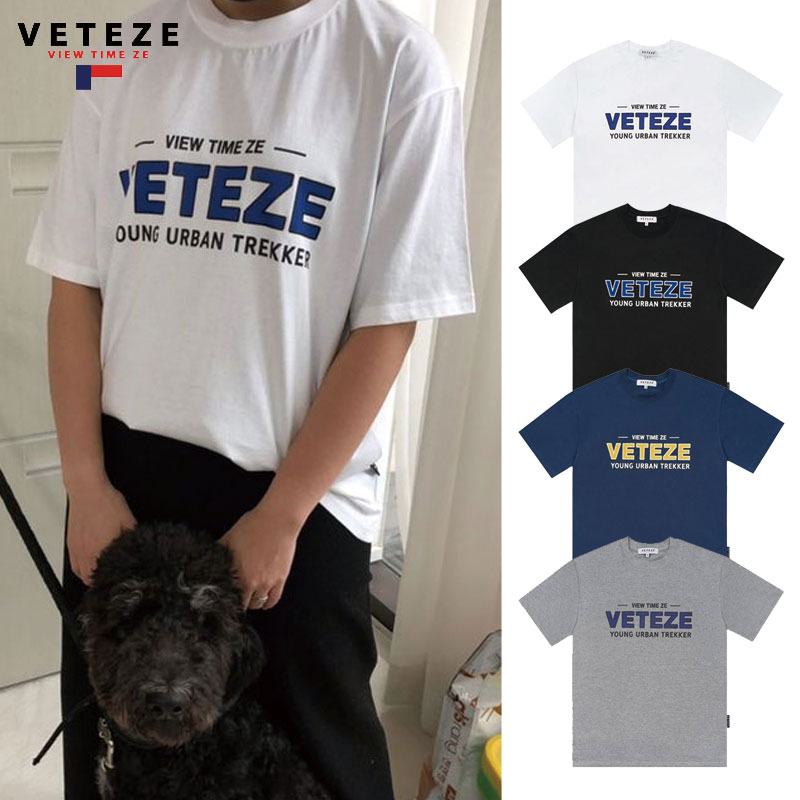 [VETEZE] Authentic Half T-Shirts ベテゼ 夏 半袖ラウンドティー 韓国ファッション 半袖tシャツ レディース メンズ