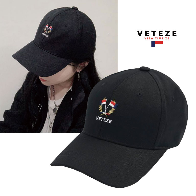 [VETEZE] Flag Ball Cap ベテゼ キャップ ロゴ 帽子 ブラック 無地 レディース メンズ 韓国ファッション
