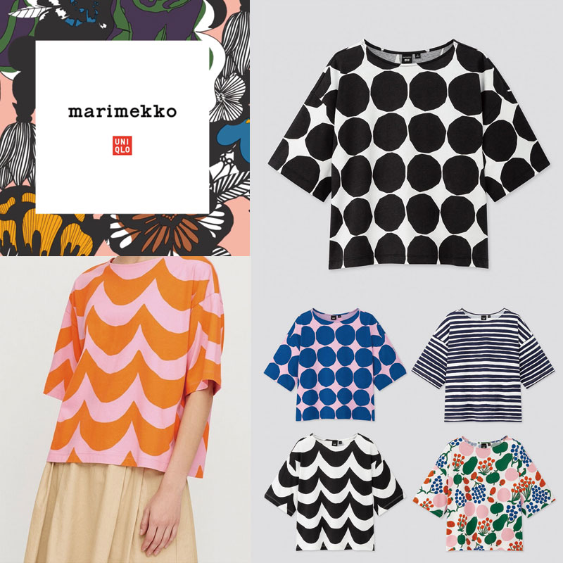 韓国限定コラボ日本未発売 [UNIQLO X Marimekko] マリメッコ 半袖 ラウンド Tシャツ 夏 レディース メンズ 韓国ファッション