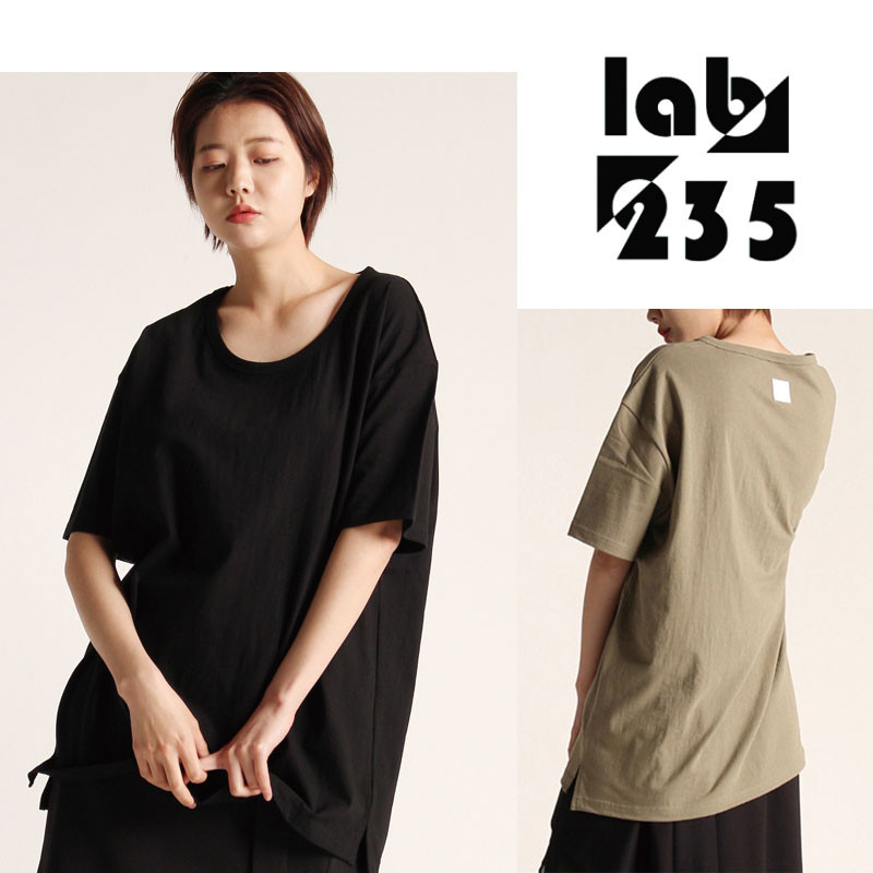 [235LABORATORY] オーバーサイズ 半袖 ラウンド Tシャツ ストリート uネック 夏 レディース メンズ 韓国ファッション