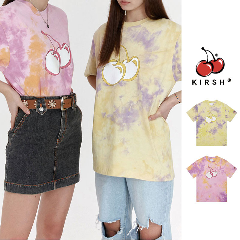 [KIRSH] TIE DYE HEAT SENSING T-SHIRT 半袖 さくらんぼ Tシャツ uネック 夏 レディース メンズ 韓国ファッション