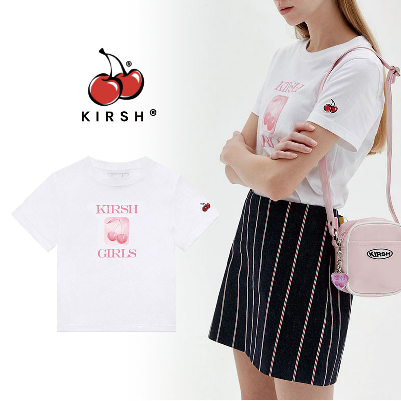 [KIRSH] GIRL GRAPHIC TEE 半袖 さくらんぼ Tシャツ uネック 夏 レディース メンズ 韓国ファッション