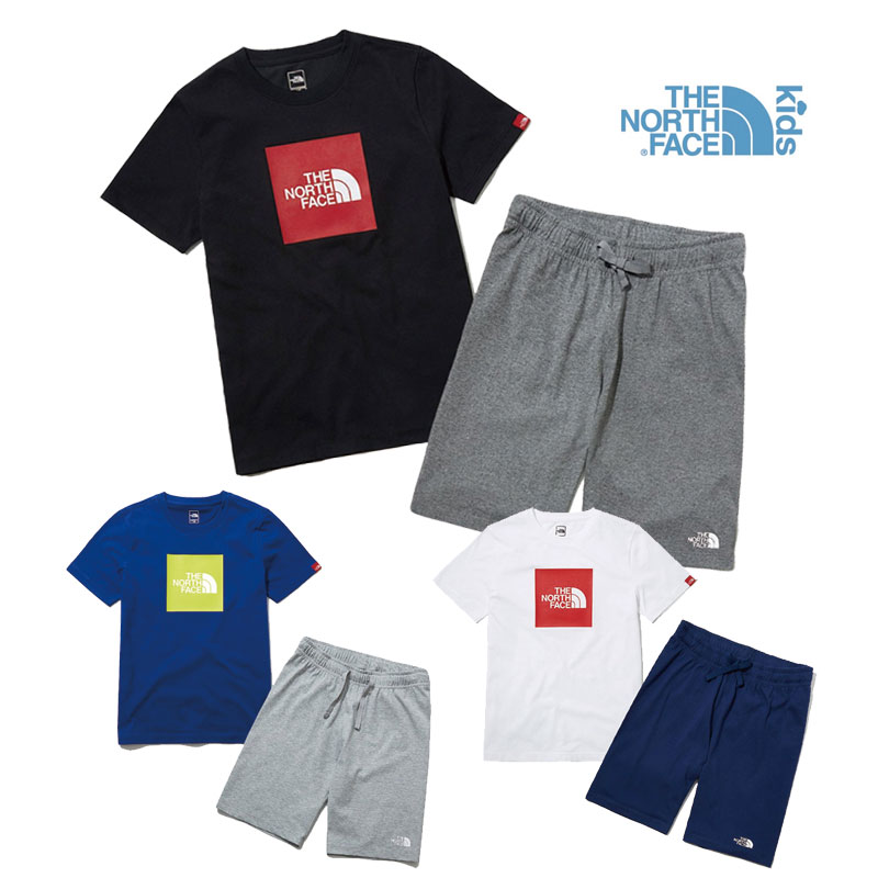 [THE NORTH FACE] NT7UL31 KIDS BOX LOGO EX LOUNGEWEAR SET ノースフェイス キッズ 半袖 Tシャツ ショーツ 子供 女の子 男の子 韓国ファッショ