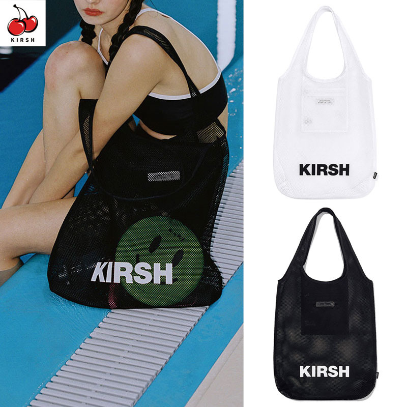 [KIRSH] POCKET BEACH MESH BAG キルシー ビーチバッグ メッシュ トートバッグ ショルダーバッグ レディース メンズ 韓国ファッション