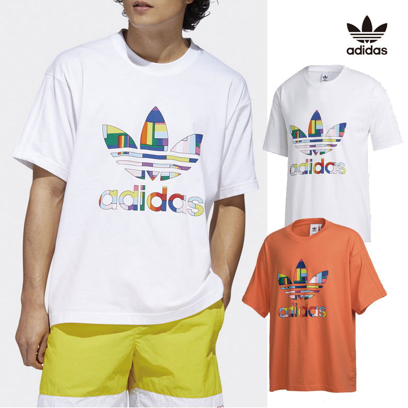 [ADIDAS] PRIDE FLAG FILL TEE アディダス 半袖 Tシャツ 綿100 オーバーサイズ Uネック レディース メンズ 韓国ファッション