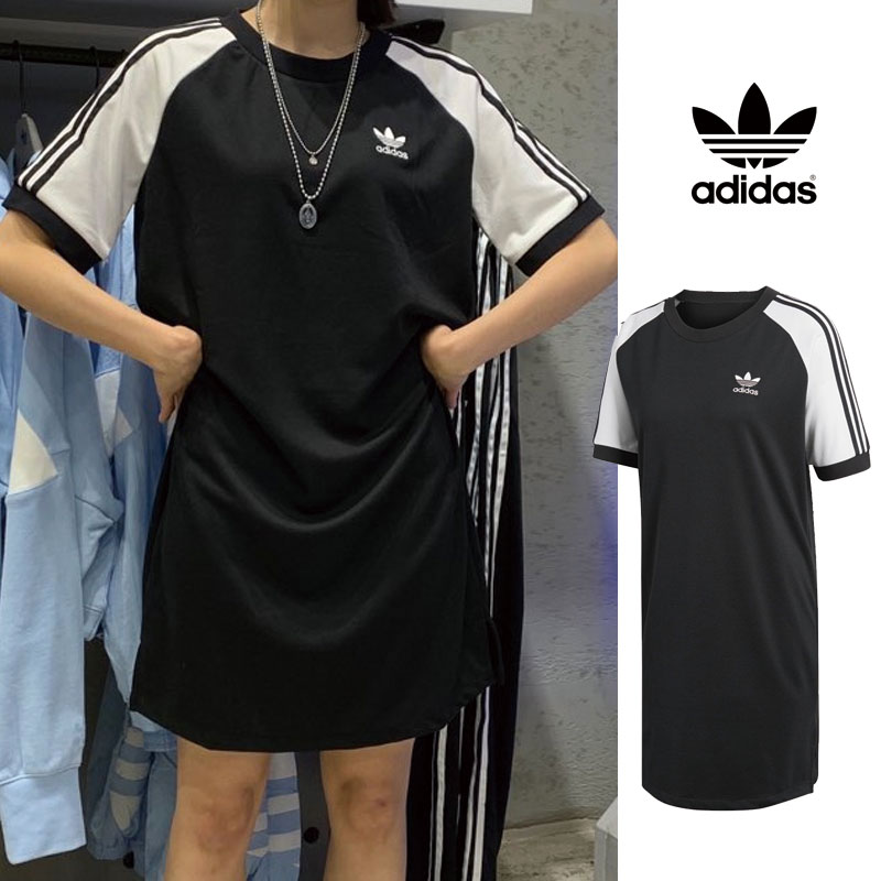 Encommium Para construir Ejercicio mañanero [ADIDAS] CE4961 Raglan Dress アディダス 半袖 Tシャツ ワンピース オーバーサイズ Uネック レディース メンズ  韓国ファッション