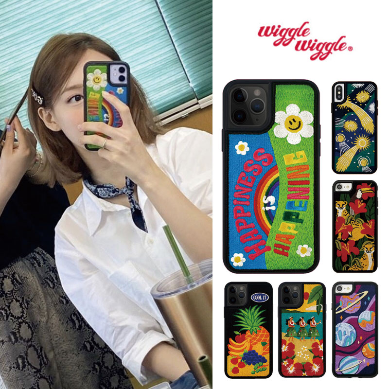 TWICE 着用 [Wiggle Wiggle] Embroidery Case iphone7/8/X/XS/XR/11 ウィグルウィグル スマホケース 韓国ファッション