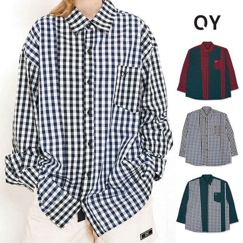日本未入荷 [OY] MIX CHECK SHIRTS オーワイ チェックシャツ レディース メンズ オーバーサイズ 韓国ファッション