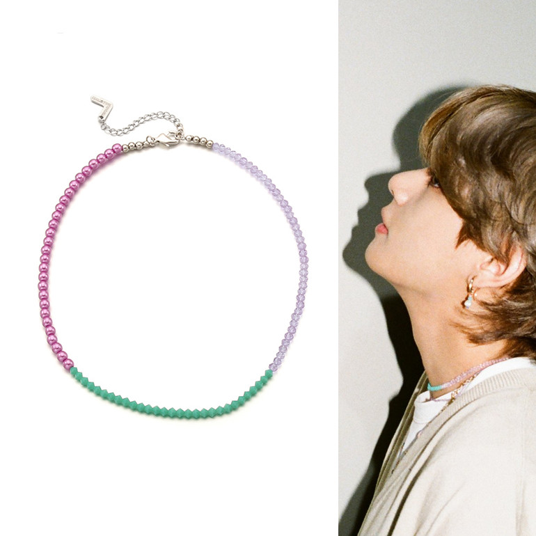 [VINTAGE HOLLYWOOD]人気 BTS V 着用 Color Spread Beads Necklace Violet
