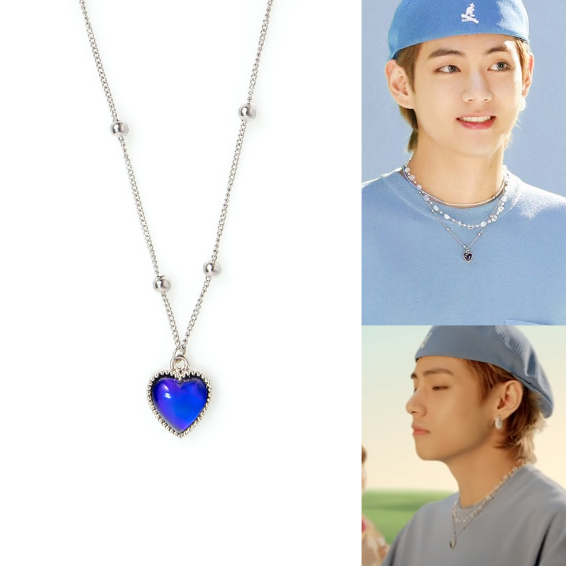 [Wandering Youth] 人気 BTS V 着用 温度変化ハートネックレス Heart pendant テヒョン