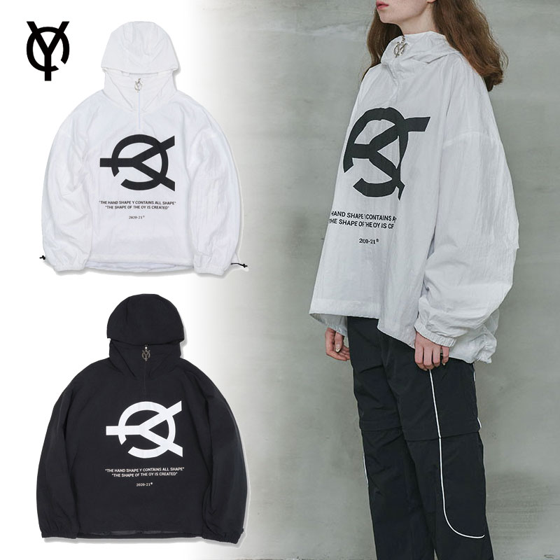 [OY] LOGO SHIRRING ANORAK JACKET オーワイ フード付き tシャツ 長袖 Tシャツ ストリートファッション レディース メンズ 韓国ファッション