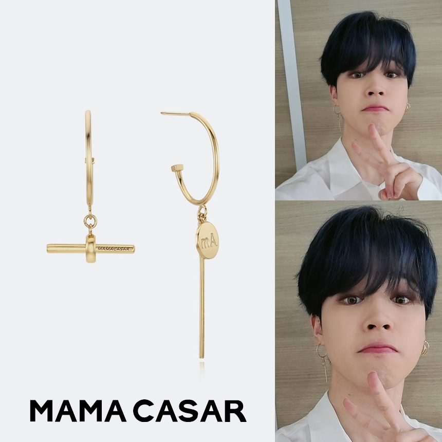 BTS💜 防弾少年団💜[MAMA CASAR]人気 BTS jimin 着用 アビーロードローイングフープアンバルシルバーイヤリングイエロー