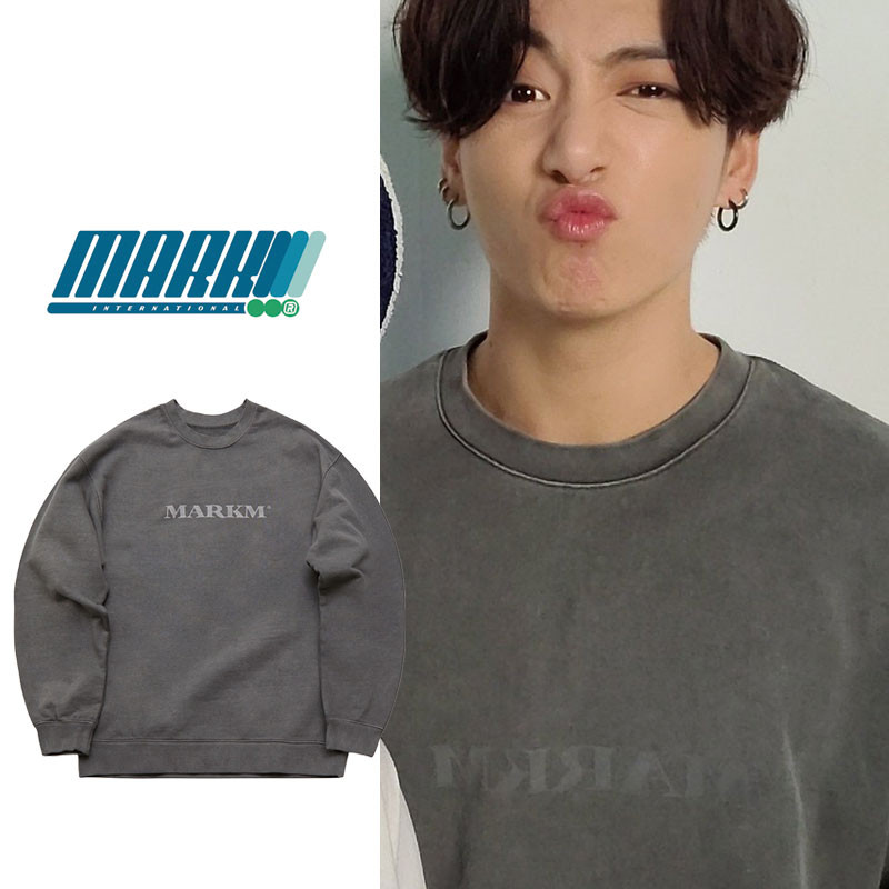 防弾少年団 BTS JungKook 着用!! [MARKM] Bold Logo Pigment Sweatshirts マンツーマン スウェット レディース メンズ 韓国ファッション