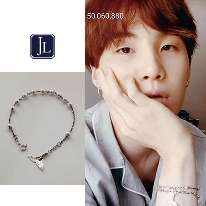 防弾少年団 [j.lauren] B0888 BTS SUGA着用 鯨の尾のシルバーブレスレット sterling silver 925 ブレスレット 韓国ファッション