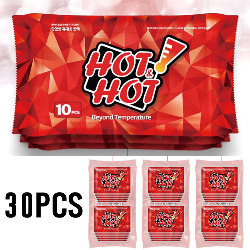 FDA認証 Korea HOT PACKS 10PCS X 3セット = 30PCS 携帯用 軍用 カイロ 韓国製造 15時間持続