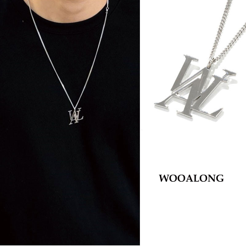 [WOOALONG] Signature logo necklace シグネチャー ロゴ ネックレス レディース メンズ 韓国ファッション