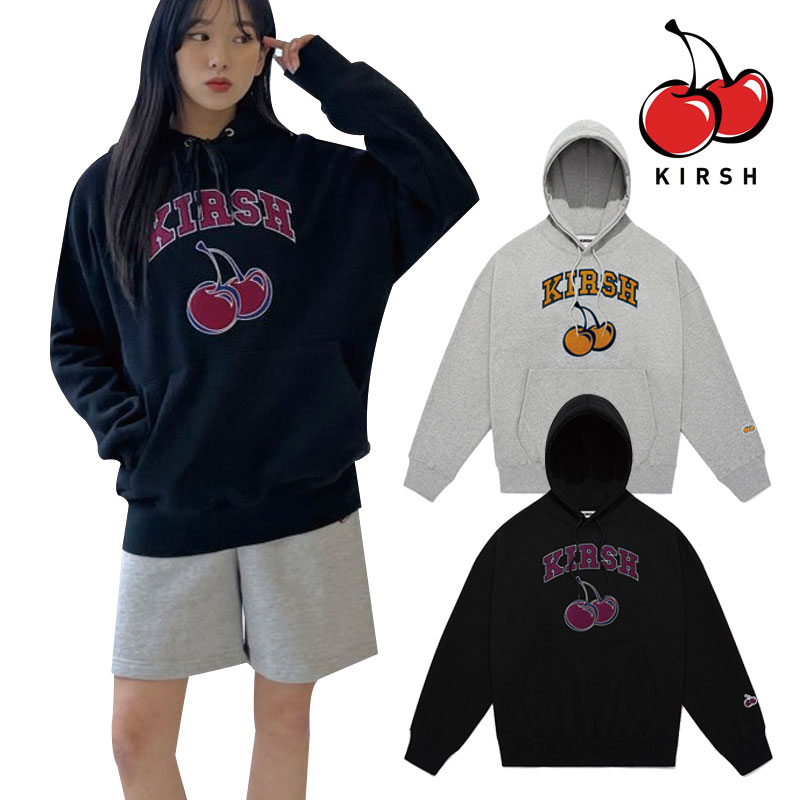 [KIRSH] ARCH LOGO CHERRY HOODIE キルシ フード 長袖ティーシャツ レディース メンズ 韓国ファッション