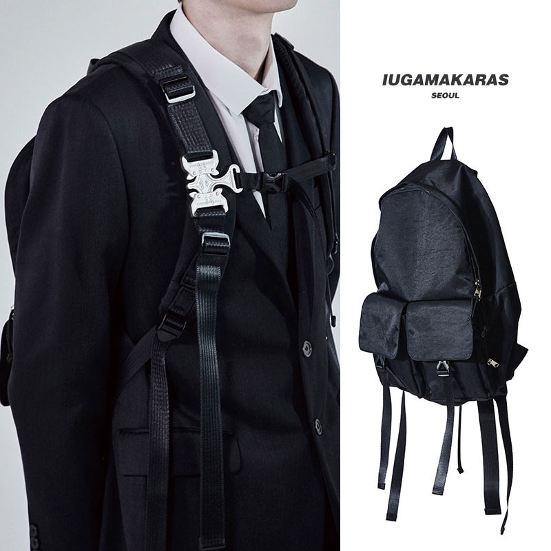 [IUGAMAKARAS] Crow Buckle Backpack リュック ストリート ショルダーバッグ トートバッグ リュック レディース メンズ 韓国ファッション