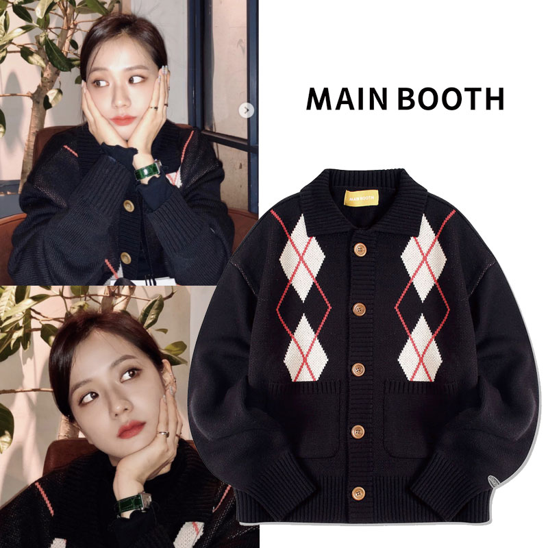 [MAINBOOTH] BLACKPINK jisoo 着用 Argyle Cardigan ジス カーディガン 韓国ファッション