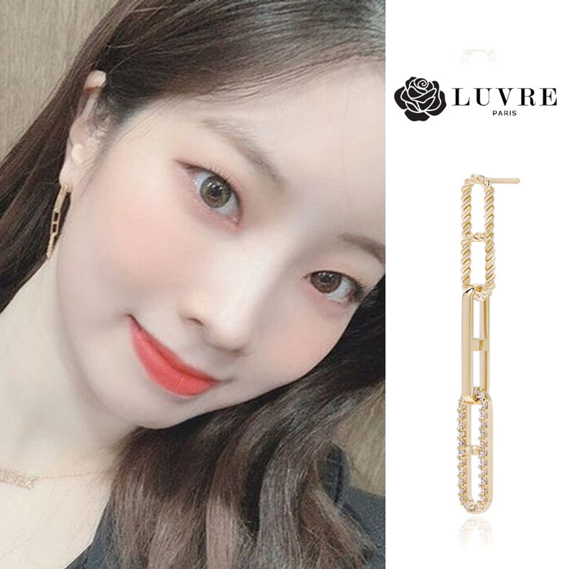 TWICE 着用 [LUVRE PARIS] ダヒョン EA1615 ルーブルパリ フィックスアンバルドロップ ピアス 14K GOLD