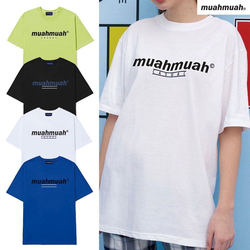 [MUAHMUAH] MUT20803 Lower Print Line ムアムア 半袖 Tシャツ レディース メンズ 韓国ファッション
